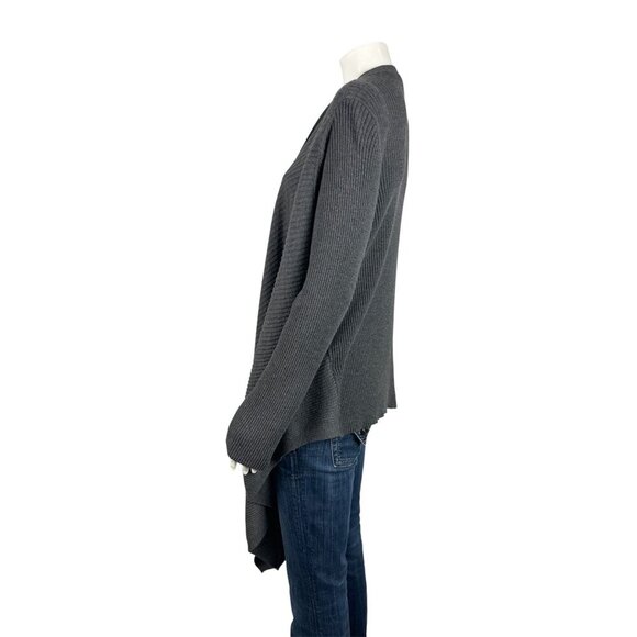 NWOT Eileen Fisher Bark Ribbed 100% Wool Cardigan Sweater XL Angle Front  Gray - Picture 3 of 8